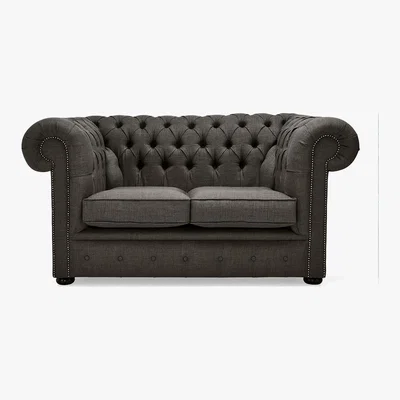 Dunelm Belvedere Chesterfield 2 Seater Linen Sofa Charcoal