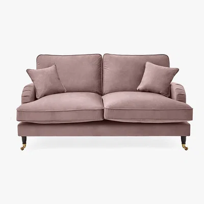 Dunelm Rupert 2 Seater Velvet Sofa Blush (Pink)