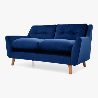 Dunelm Halston Velvet 2 Seater Sofa Blue