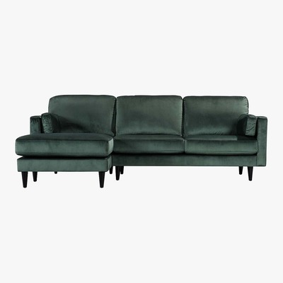 Dunelm Sheldon Velvet Left Hand Corner Chaise Sofa Blue
