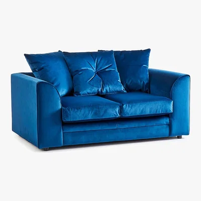 Dunelm Michigan 2 Seater Grey Velvet Sofa Royal Blue
