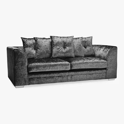 Dunelm Michigan Velvet 3 Seater Sofa Black
