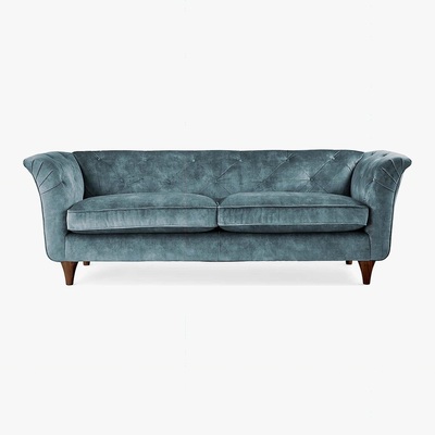 Dunelm Jaipur Medium Sofa Slub Velvet Slub Velvet Steel Blue