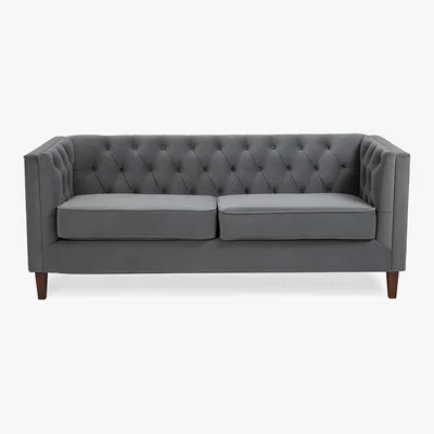 Dunelm Isabel Velvet Chesterfield 3 Seater Sofa Grey