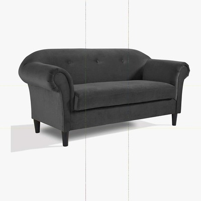 Dunelm Regent 2 Seater Velvet Sofa Grey