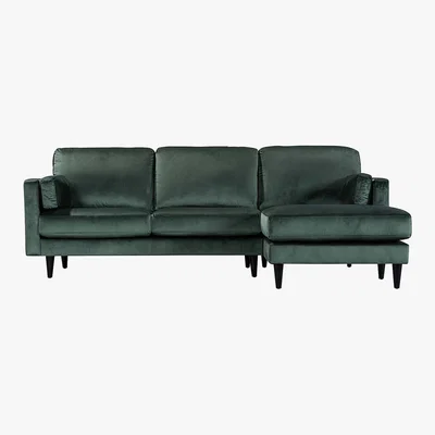 Dunelm Sheldon Velvet Right Hand Corner Chaise Sofa Green