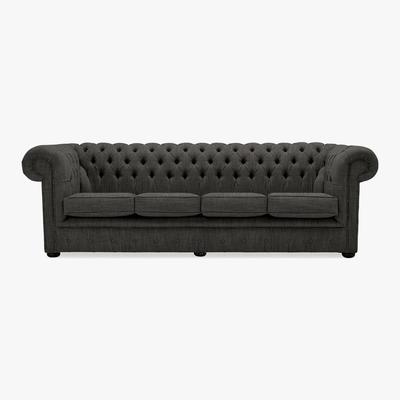 Dunelm Belvedere Chesterfield 4 Seater Wool Sofa Charcoal