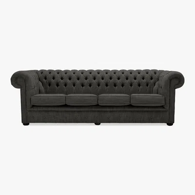 Dunelm Belvedere Chesterfield 4 Seater Wool Sofa Charcoal