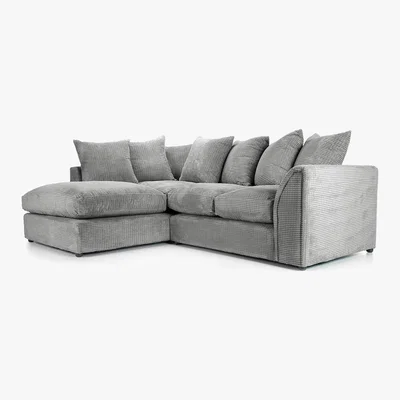 Dunelm Denver Grey Jumbo Cord Left Hand Corner Sofa Grey
