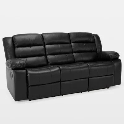 Dunelm Whitfield 3 Seater Leather Reclining Sofa Black