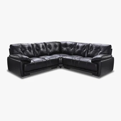 Dunelm Plaza Large Faux Leather Corner Sofa Black