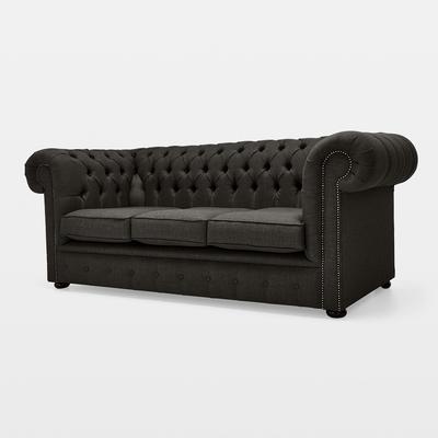 Dunelm Belvedere Chesterfield 3 Seater Linen Sofa Charcoal