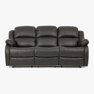 Dunelm Anton Bonded Leather Reclining 3 Seater Sofa - Grey Grey