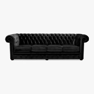 Dunelm Belvedere Chesterfield 4 Seater Velvet Sofa Black