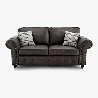 Dunelm Oakland Faux Leather 3 Seater Sofa Black