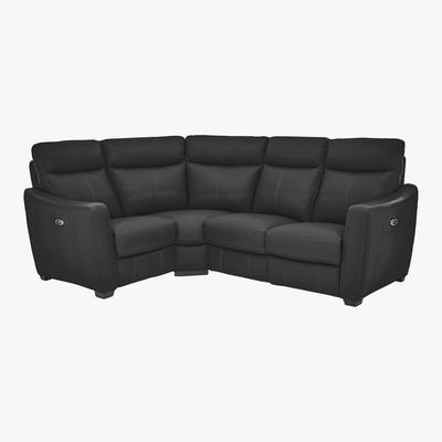 Furniture Village World of Leather - Compact Collection Midi Leather Recliner Corner Sofa - Black