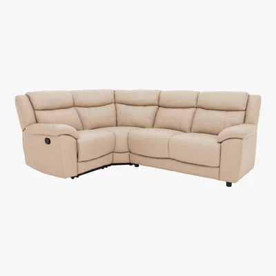 Furniture Village World of Leather - Bounce Compact Leather Corner Sofa - Beige