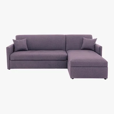 Furniture Village Versatile 2 Seater Fabric Chaise Sofa Bed with Slim Arms - Purple