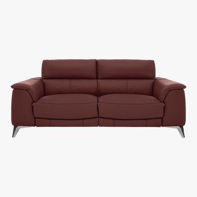 Furniture Village Odyssey 3 Seater Leather Static Sofa - Red- World of Leather