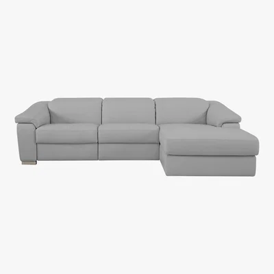 Furniture Village Nicoletti - Nicoletti Galileo 3 Seater Leather Moving Chaise Recliner Sofa - Grey