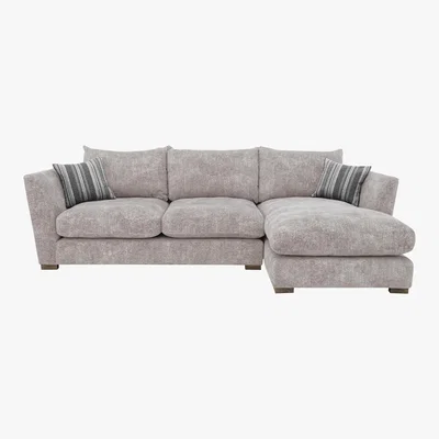 Furniture Village Nautical Large 3 Seater Classic Back Chaise Sofa - Silver