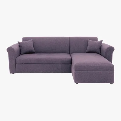 Furniture Village Versatile Small 2 Seater Fabric Chaise Sofa Bed with Storage with Scroll Arms - Purple