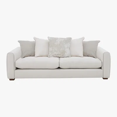 Furniture Village Kamille 4 Seater Fabric Pillow Back Sofa - White - By Furniture Village