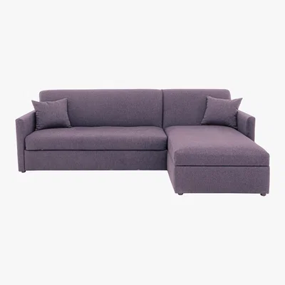 Furniture Village Versatile 2 Seater Fabric Chaise Sofa Bed with Storage with Slim Arms - Purple