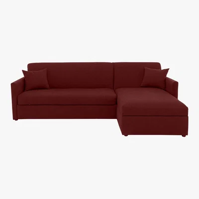 Furniture Village Versatile 2 Seater Fabric Chaise Sofa Bed with Storage with Slim Arms - Red