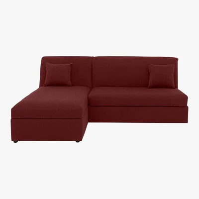 Furniture Village Versatile Small 2 Seater Fabric Chaise Sofa Bed No Arms - Red
