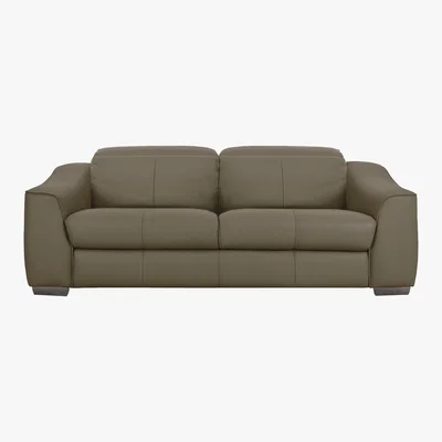 Furniture Village Xavier 3 Seater Leather Power Recliner Sofa with Power Headrests - Grey- World of Leather