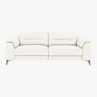 Furniture Village Sanza 3 Seater Leather Sofa - White- World of Leather
