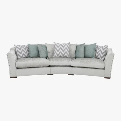 Furniture Village Devine Curved Pillow Back Fabric Sofa - Green