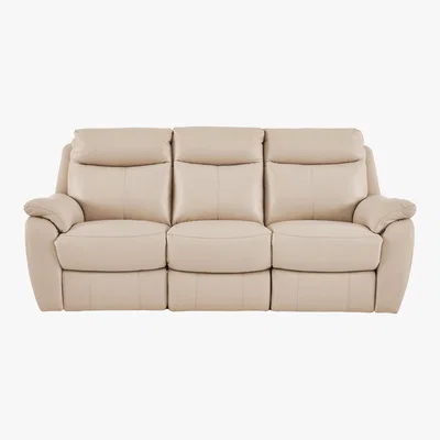Furniture Village World of Leather - Snug 3 Seater Leather Manual Recliner Sofa - Beige