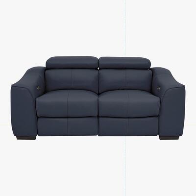 Furniture Village Elixir 2 Seater Leather Manual Recliner Sofa - Blue- World of Leather