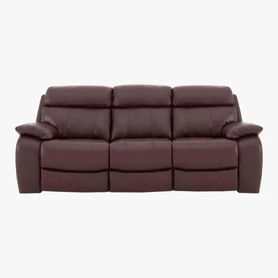 Furniture Village Moreno 3 Seater Leather Manual Recliner Sofa - Red- World of Leather