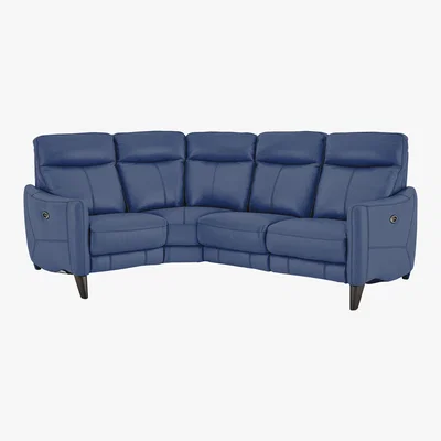 Furniture Village Compact Collection Petit Leather Power Recliner Corner Sofa- World of Leather