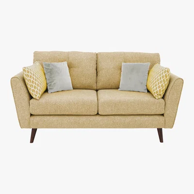 Furniture Village Connection 2 Seater Classic Back Fabric Sofa - Yellow