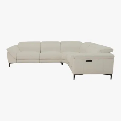 Furniture Village Galaxy Power Corner Sofa with Power Headrests - Grey- World of Leather