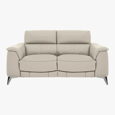 Furniture Village Odyssey 2 Seater Leather Static Sofa - Silver- World of Leather