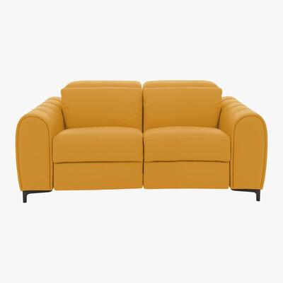Furniture Village Nicoletti - Azzurro 2 Seater Leather Power Recliner Sofa - Yellow