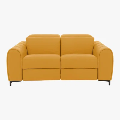 Furniture Village Nicoletti - Azzurro 2 Seater Leather Power Recliner Sofa - Yellow