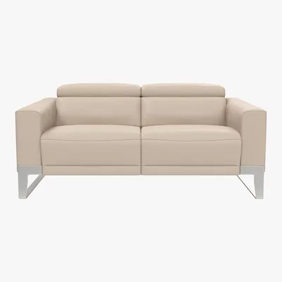 Furniture Village Nicoletti - Azione 2.5 Seater Leather Sofa with Ratchet Headrest - Beige