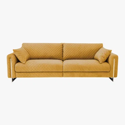 Furniture Village Sofisticat 4 Seater Classic Back Fabric Sofa - Yellow
