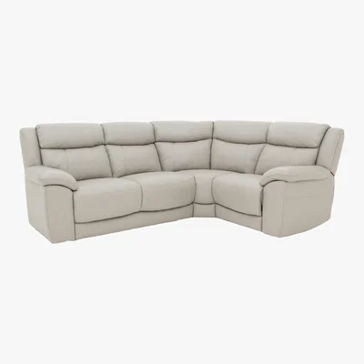 Furniture Village Bounce Compact Leather Corner Sofa - Grey- World of Leather