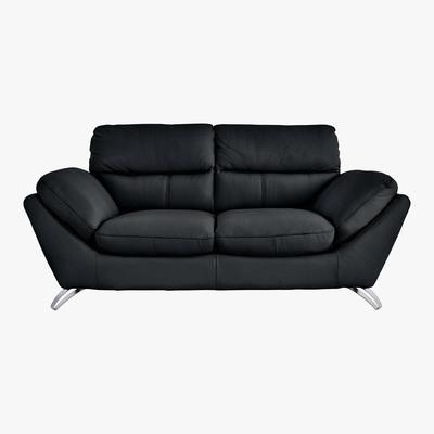 Furniture Village Salvador 2 Seater Leather Sofa - Black - By Furniture Village