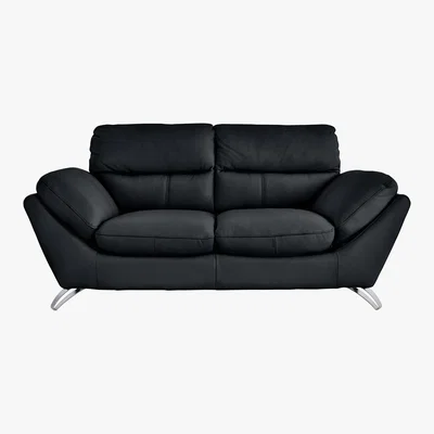 Furniture Village Salvador 2 Seater Leather Sofa - Black - By Furniture Village