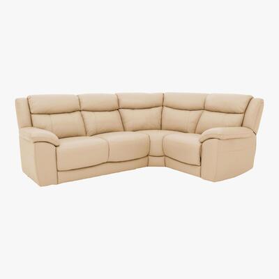 Furniture Village Bounce Compact Leather Corner Sofa - Beige- World of Leather