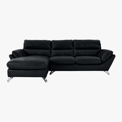 Furniture Village Salvador Leather Corner Chaise Sofa - Black - By Furniture Village