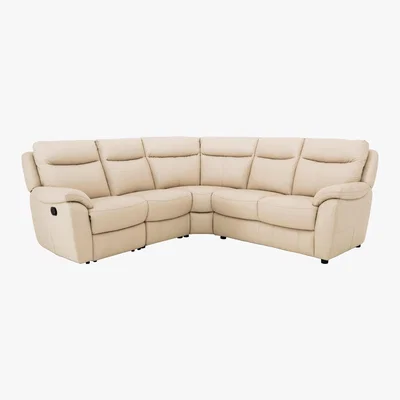 Furniture Village Snug Leather Power Recliner Corner Sofa - Beige- World of Leather